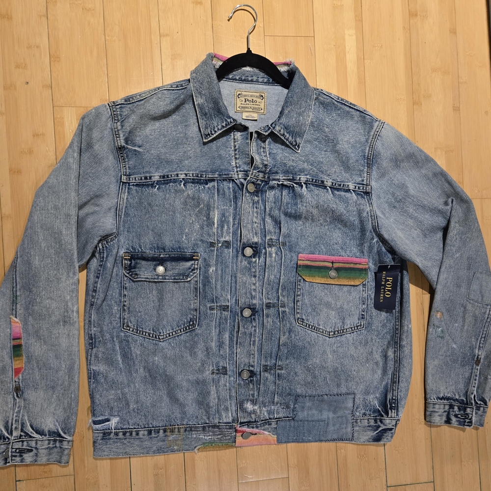 Ralph Lauren Mens Jean Jacket - Blue with Multicolor Accents